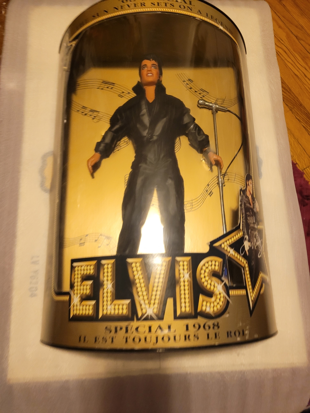 Vintage Collectible ELVIS PRESLEY DOLL - 1968 Black leather Jumpsuit